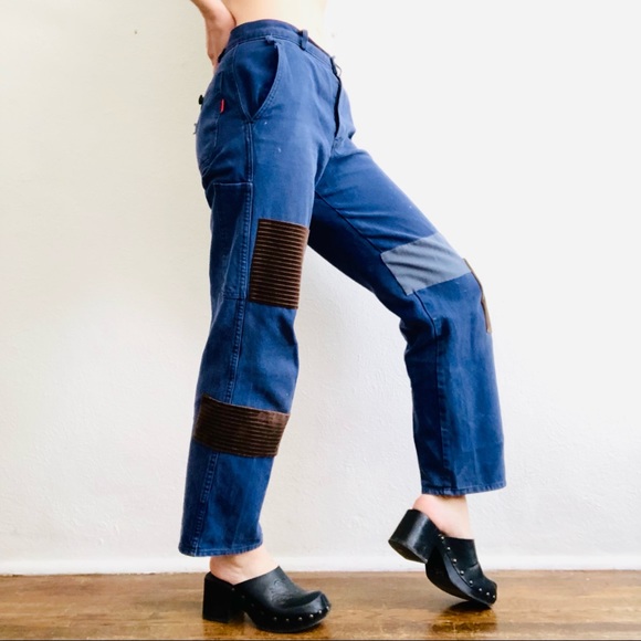Vintage Pants - 60s VTG Blue Genuine French Chorewear Mid Rise Straight Leg Carpenter Pants